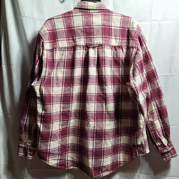 Vtg EDDIE BAUER McKinley Cloth Flannel Shirt Sz L Maroon Plaid 90s Work Gorpcore - Picture 3 of 6